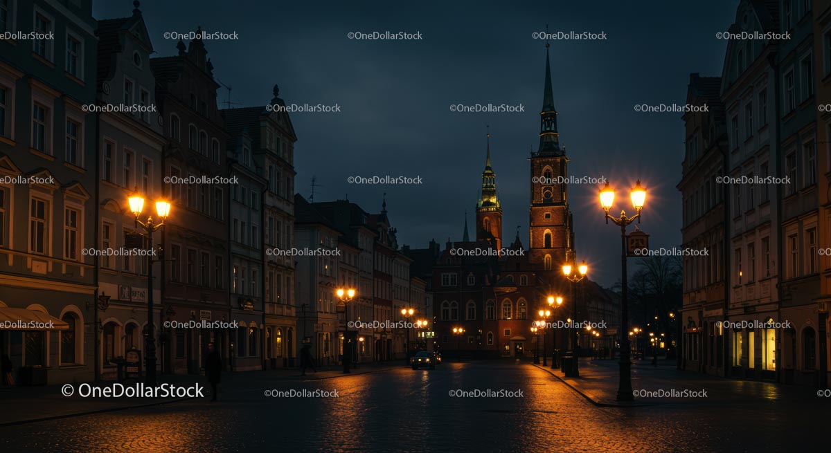 Charming Nightscape of Historic City Center