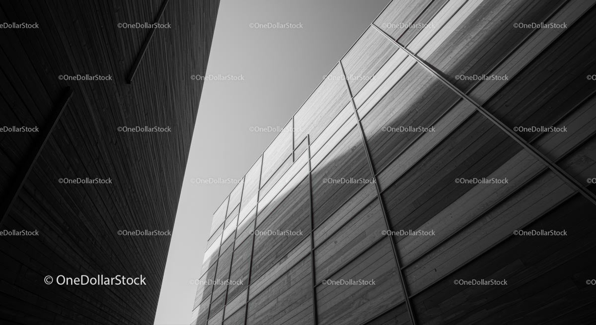 Modern Geometric Facade in Urban Landscape