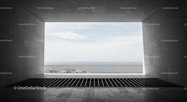Nowoczesna przestrzeń architektoniczna z widokiem na ocean