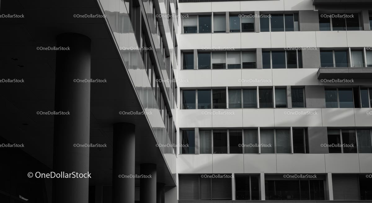 Modern Urban Office Building with Glass Windows