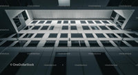 Geometric Facade of Modern Office Building in Urban Setting