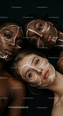Elegant Portrait of Women with Artistic Face Paint