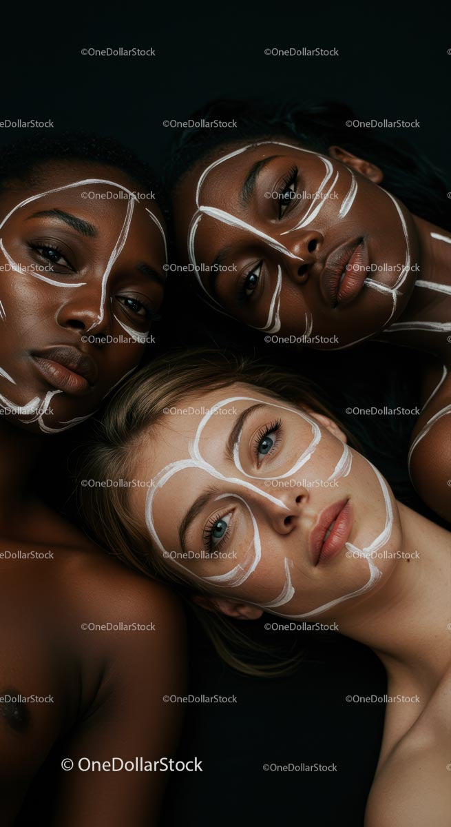 Elegant Portrait of Women with Artistic Face Paint