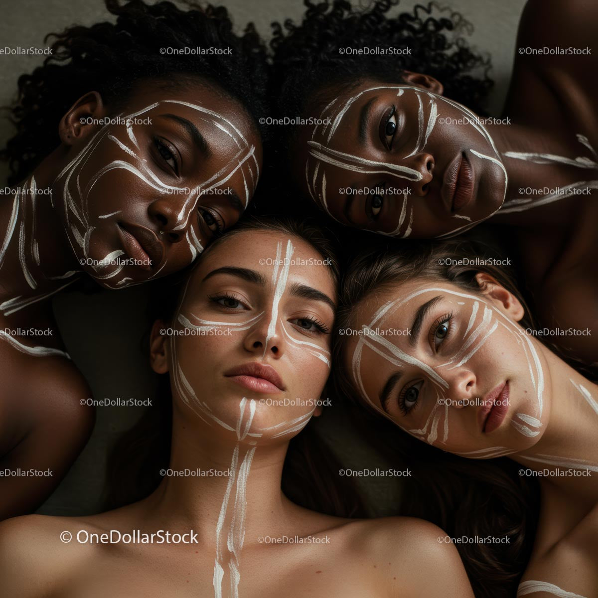 Women with Artistic Face Paint Celebrating Diversity