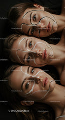 Artistic Beauty Portrait of Women with Creative Face Paint