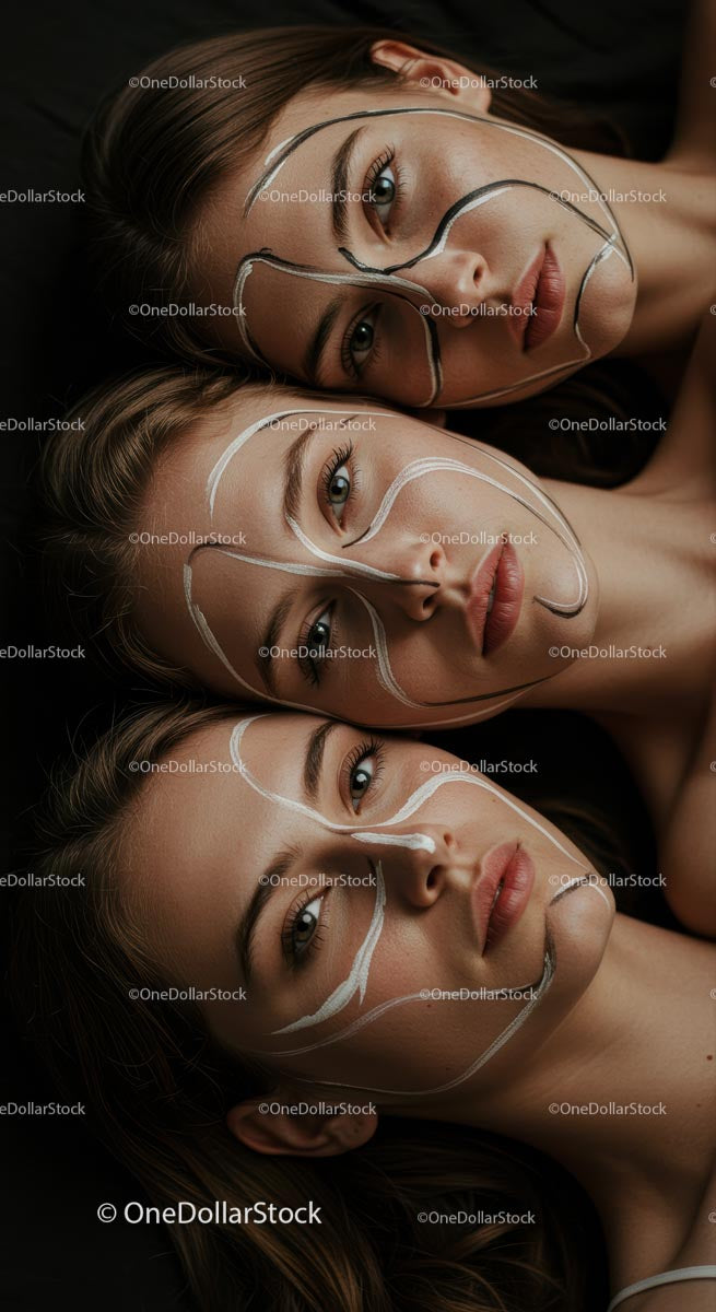 Artystyczny portret piękna kobiet z kreatywnym malowaniem twarzy