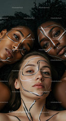 Women with Artistic Face Paint in Artistic Composition