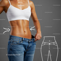Fit Woman Showcasing Slim Waist in Loose Jeans