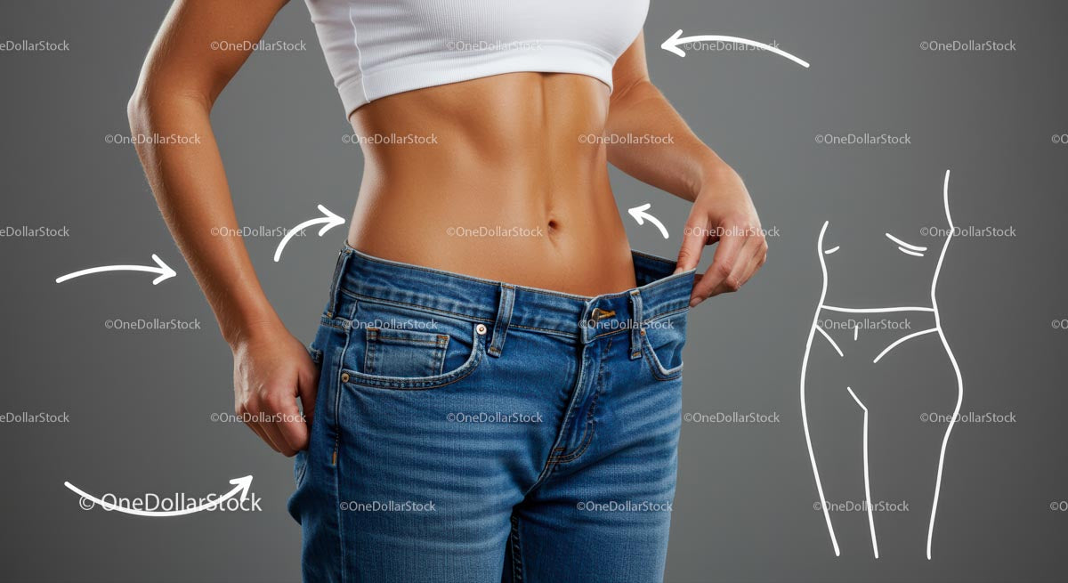 Woman Celebrates Fitness Goal with Loose Jeans