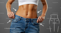 Confident Woman Showing Weight Loss in Blue Jeans