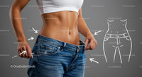 Fit Woman Showcasing Weight Loss in Loose Jeans