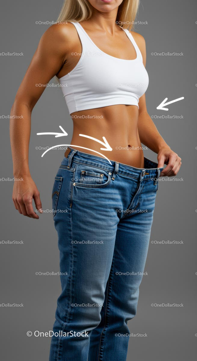 Toned Abs and Loose Jeans Highlight Weight Loss Success