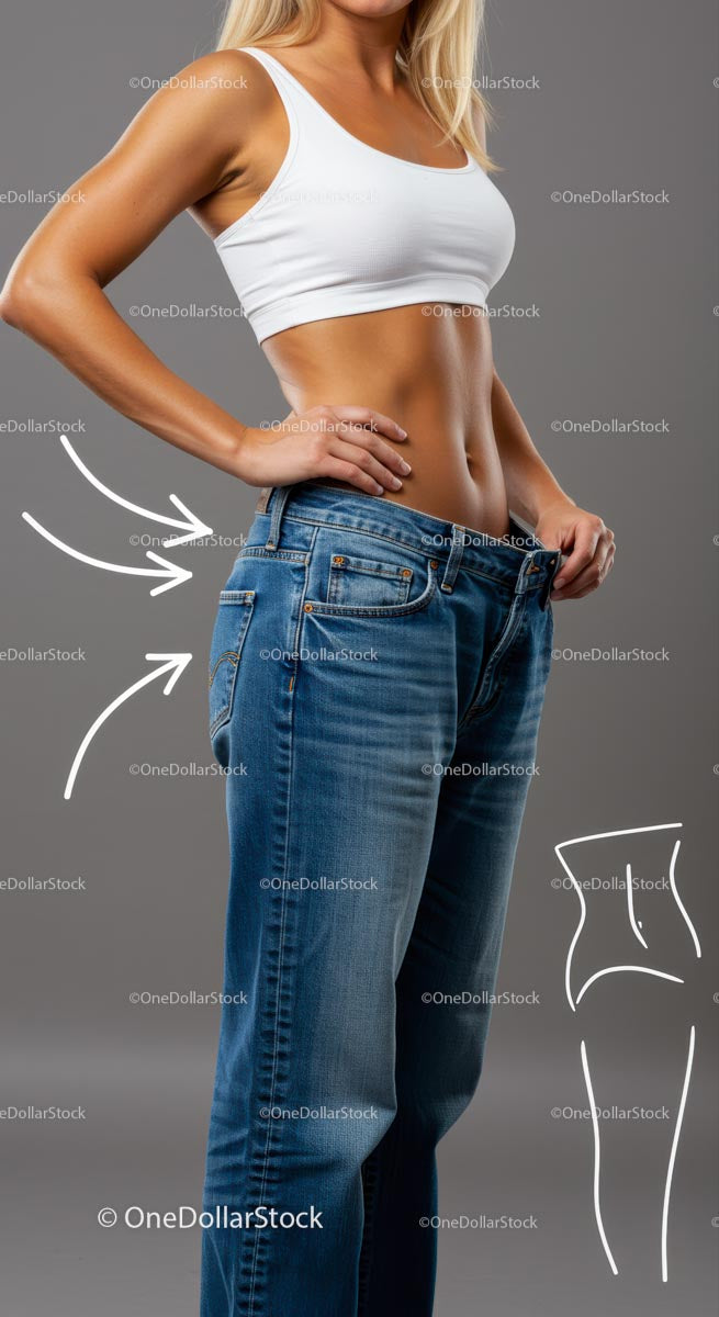 Fit Woman in Denim Jeans and White Crop Top