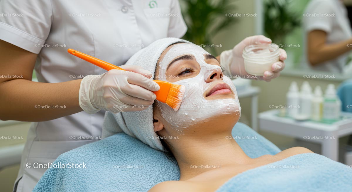 Woman Receiving Relaxing Facial Treatment at Spa