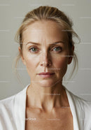 Close-Up Portrait of a Mature Woman with Blonde Hair