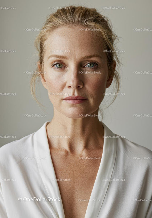 Elegancki Portret Kobiety w Białej Bluzce