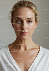 Minimalist Portrait of a Woman in a White Blouse