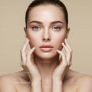 Elegant Portrait of a Woman with Flawless Skin and Blue Eyes