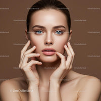 Elegant Woman with Flawless Skin and Blue Eyes