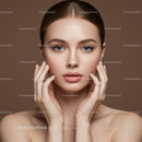 Elegant Woman with Blue Eyes and Delicate Makeup