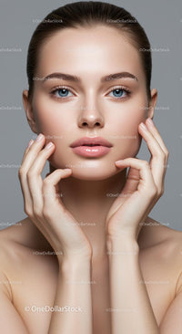 Woman with Flawless Skin and Serene Expression