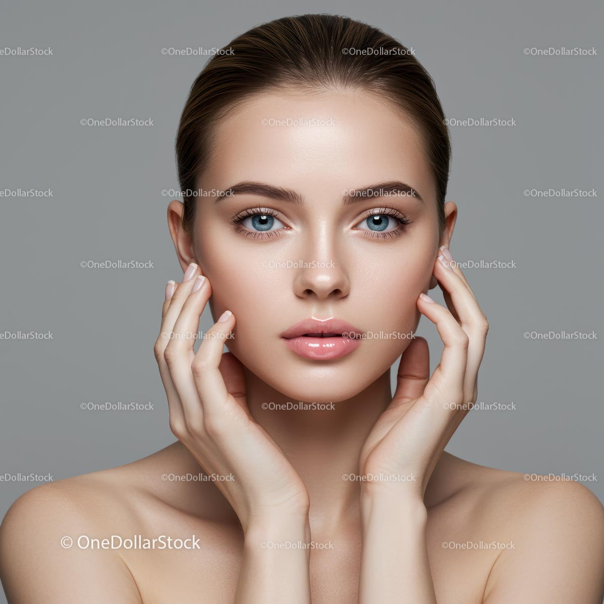 Elegancki portret kobiety o nieskazitelnej cerze i naturalnym makijażu