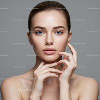 Beauty Portrait of a Woman with Clear Skin and Blue Eyes