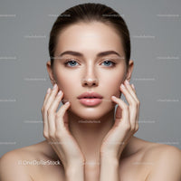 Close-Up Portrait of Woman with Radiant Skin and Delicate Features