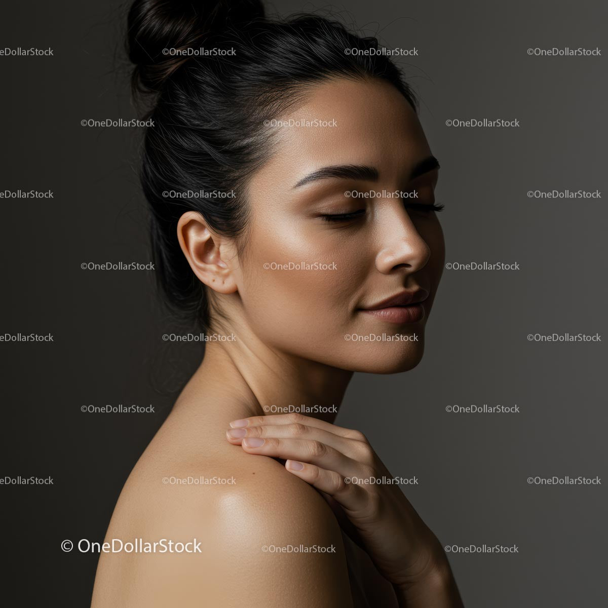 Serene Woman with Eyes Closed Embracing Natural Beauty