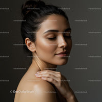 Serene Woman with Closed Eyes in Minimalistic Portrait