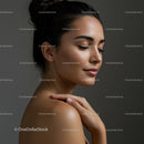 Serene Woman in Soft Lighting with Gentle Touch