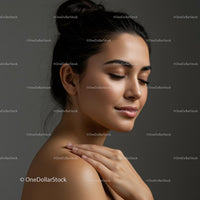 Serene Woman Posing with Closed Eyes and Relaxed Expression