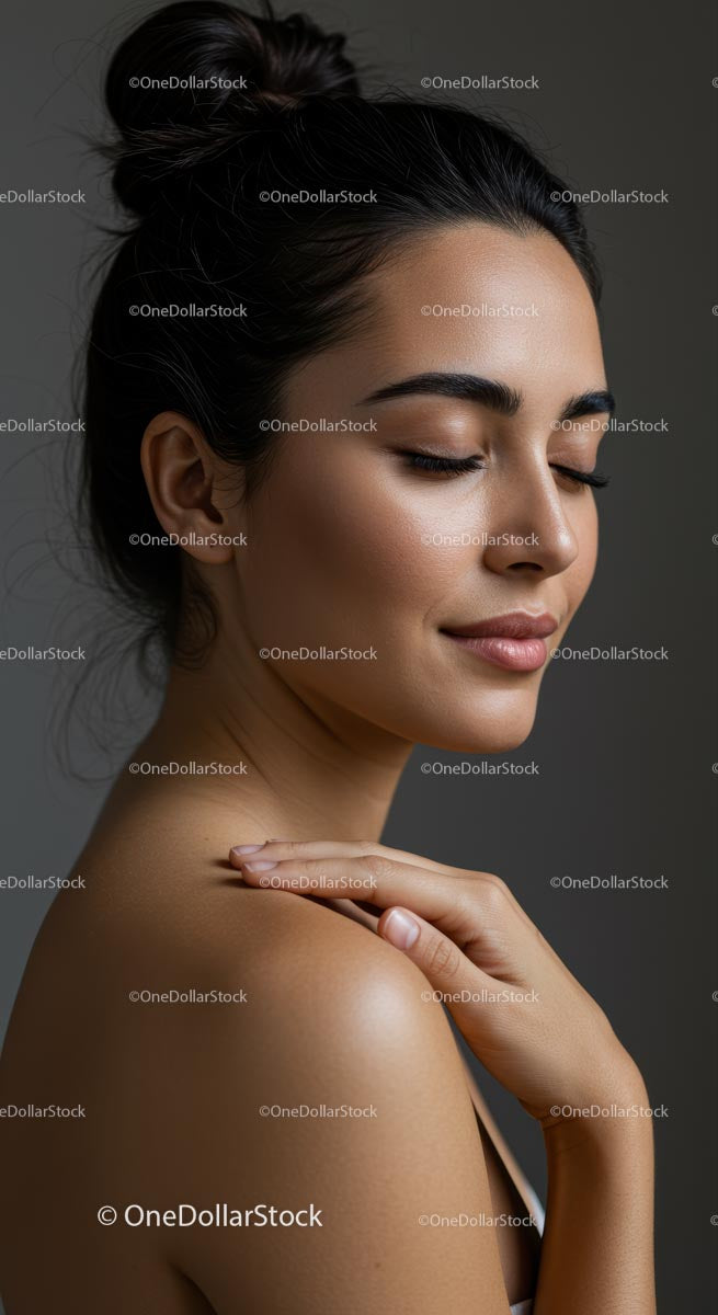 Serene Woman with Elegant Bun in Soft Lighting