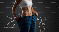 Fit Woman Showcasing Weight Loss Success in Loose Jeans