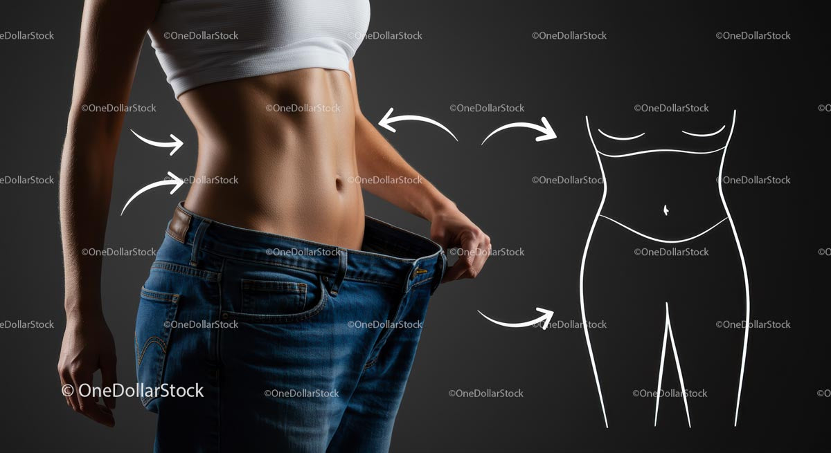 Slimming Transformation with Loose Jeans and Toned Abs