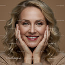 Smiling Blonde Woman with Curly Hair and Bright Smile