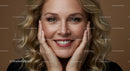 Smiling Mature Woman with Blonde Hair and Joyful Expression