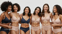 Diverse Women Smiling Together in Lingerie Fashion