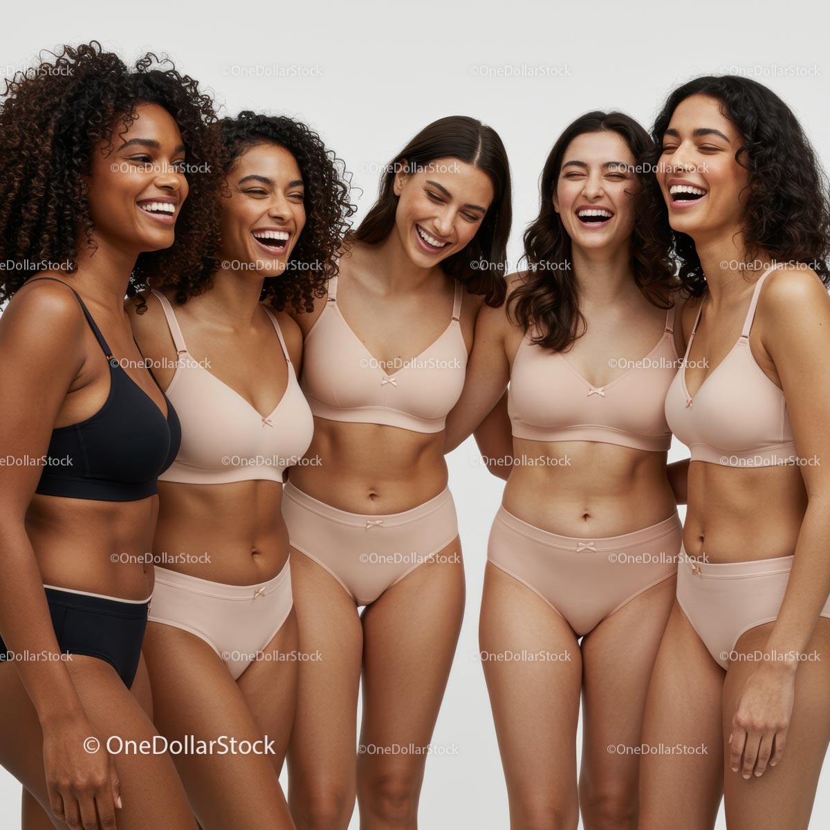 Diverse Group of Women Celebrating Body Positivity in Lingerie