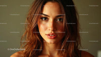 Close-Up Portrait of a Young Brunette Woman with Expressive Eyes