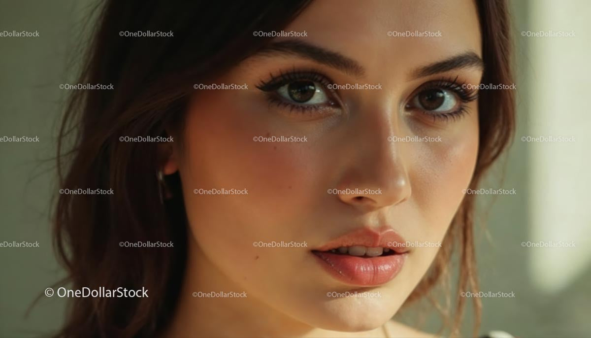 Captivating Portrait of a Woman with Brown Hair and Expressive Eyes