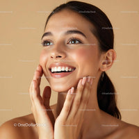 Smiling Woman with Flawless Skin and Radiant Joy