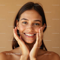 Smiling Woman with Natural Makeup and Radiant Glow