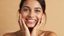 Joyful Woman with Flawless Skin and Bright Smile