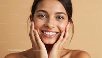 Joyful Woman with Flawless Skin and Bright Smile