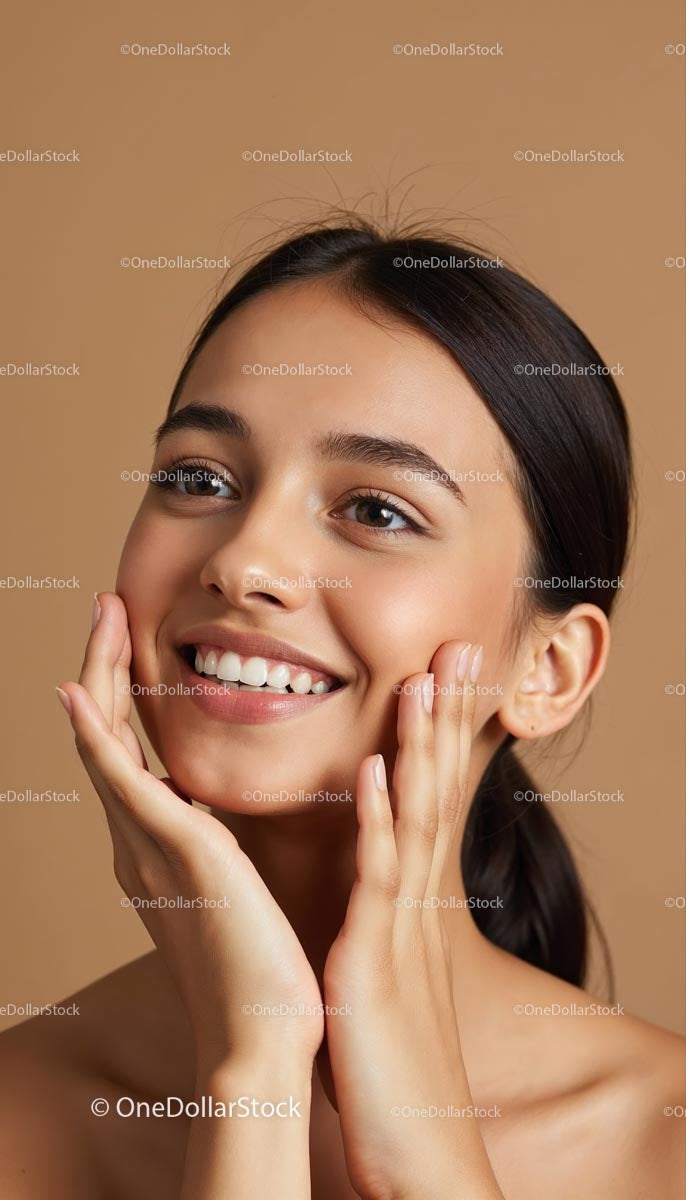 Smiling Woman with Glowing Skin and Joyful Expression