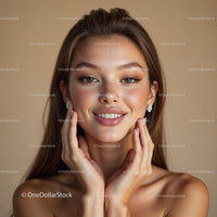 Smiling Woman with Radiant Skin and Elegant Earrings