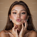 Elegant Woman with Flawless Skin and Glossy Lips