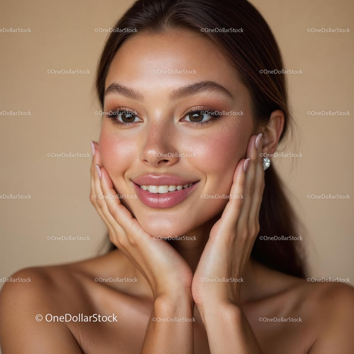 Radiant Woman With Natural Elegance and Joyful Expression