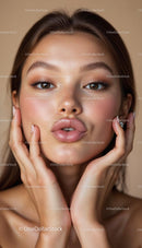 Close-Up Portrait of a Young Woman with Soft Makeup